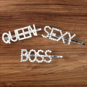 Crystal Expression Word Hair Clips